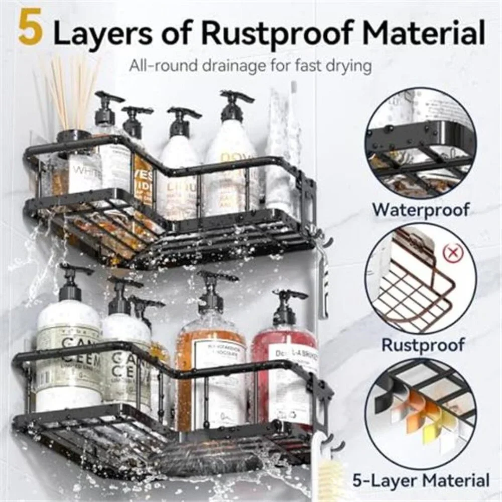 Corner Shower Caddy 3 Pack Adhesive Rustproof Stainless Steel Bathroom Shelf